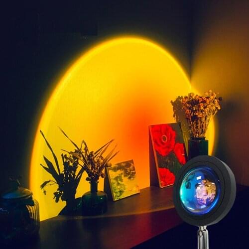 Sunset Rainbow Projection Led Night Light Rotatable USB Charging Table Lamp for Bar Coffee Room Decoration Atmosphere Lighting