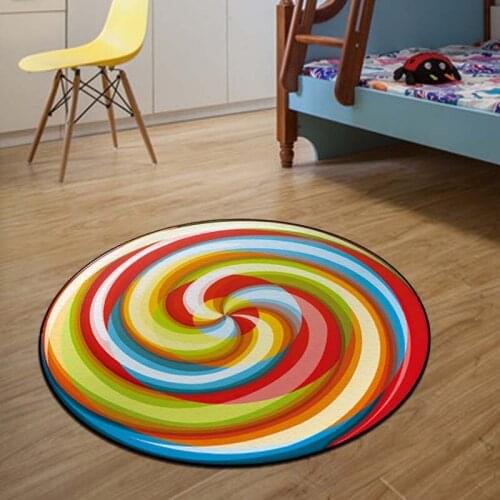 Colorful 3D Pattern Round Carpets For Living Room Home Decor Child Roon Rug Kids Bedroom Floor Mats Non-slip Baby Crawling Mats