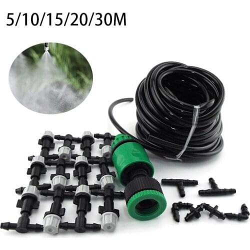 5/20/30m garden watering kit 4/7mm tube Gardening Fog Nozzles irrigation system Misting cooling Automatic Water hose set SprayR1