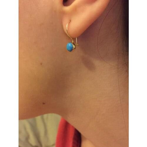 Turquoise Gold Earrings EGZ042-Certified 14K Gold-A perfect gift for your Loved Ones-Ephesus Gold & Diamond