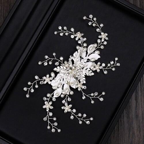 Bridal Leaf Headdress Silver Rhinestone Hair Clip Hair Accessories Wedding Dress Accessories Bridal Accessories