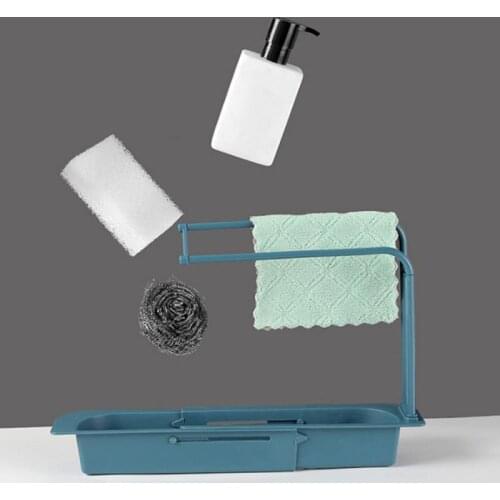 Telescopic Sink Shelf Soap Sponge Drain Rack Adjustable Storage Basket Bag Faucet Holder Bathroom Holder Sink Kitchen Accessorie