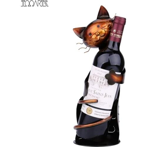 TOOARTS Cat Wine Rack Red Wine Holder Shelf Metal Sculpture Bottle Stand Display Rack Home Decoration Handcrafts Christmas Gifts