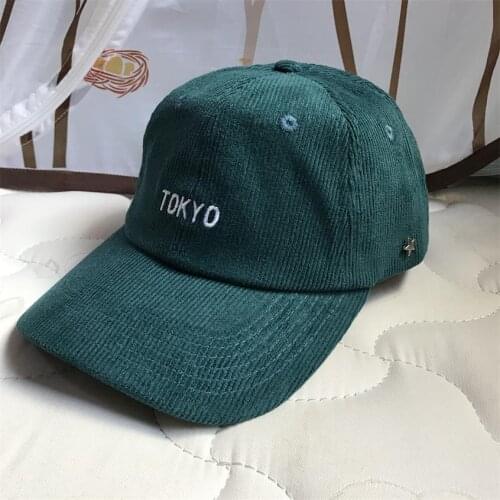 Corduroy Baseball Cap Men Women Dad Hat Hip Hop TOKYO Embroidery Snapback Trucker Caps Golf Outdoor Adjustable Casual Harajuku