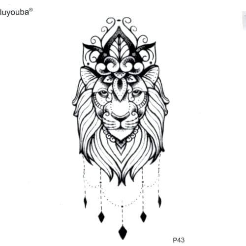 The king of lion Totem Temporary Tattoo Body Arts Stickers Flash Tattoo Tatoos Animals tatuajes temporales henna tattoo