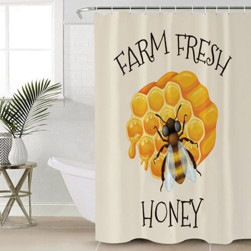 Farm Bee Honey Hive Shower Curtains Waterproof Bathroom Curtain Frabic Polyester Bathroom Curtain with Hooks