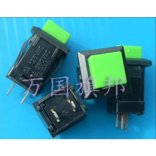 Green key 1A 250VAC 13*11MM self-locking square Key switch / push button switch DS429-2