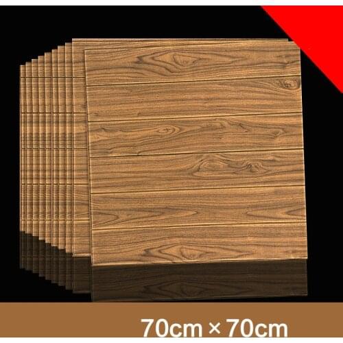 10pcs 3D Wooden Wall Sticker Home Decor PE Foam Waterproof Wall Covering Self Adhesive Wallpaper For Living Room Bedroom
