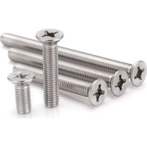 100pcs M3*4/5/6/8/10/12/14-20mm Countersunk head screws flat head cross Countersunk head screw Brass cross head machine screws