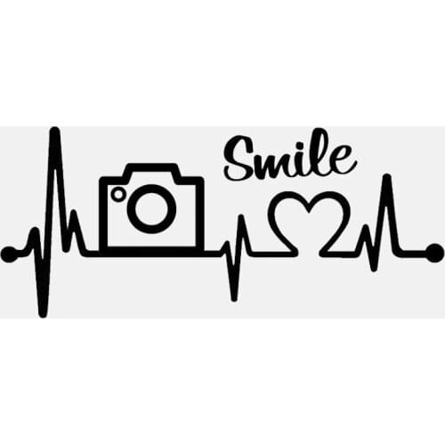 16.8CM*7.3CM Camera Photography Lover Heartbeat Vinyl Motorcycle Car Sticker