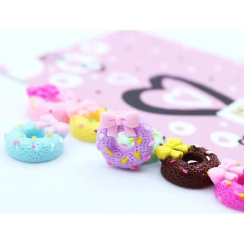 20Pcs Cute Resin Flatback Donut Headwear Kawaiii Parts Cabochon Scrapbooking For Phone Shell Craft Girl Embenllishments