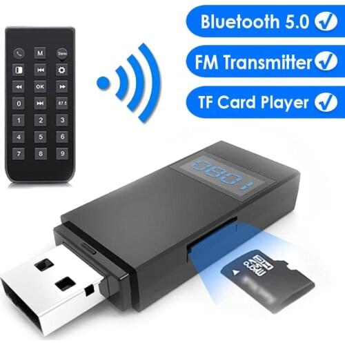 2021 Bluetooth 5.0 Transmitter Receiver With Remote Wireless Adapter TF Music Player For PC TV Car Bluetooth Handsfree Receiver