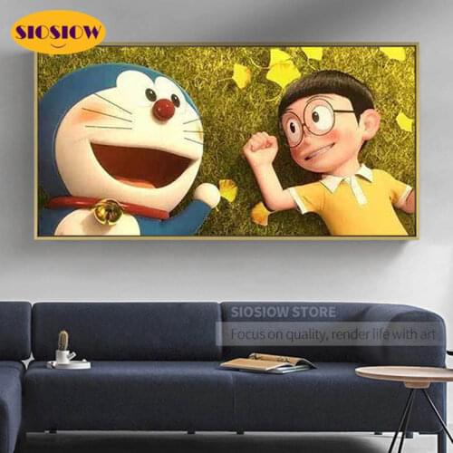 5d Diy Diamond Painting Cartoon Doraemon Full Square Round Diamond Mosaic Embroidery Cross Stitch Kit Rhinestone Decor Home Room