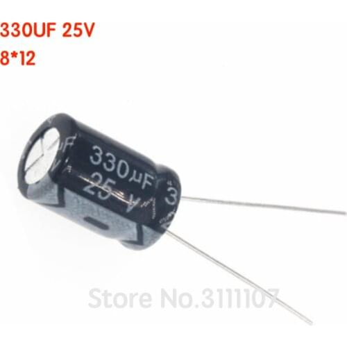 20PCS/LOT 330UF 25V 8*12 Aluminum electrolytic capacitor 8*12 Electrolytic Capacitor 25v 330uf