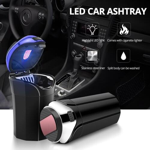 Car Stainless Steel Smoking Ashtray With LED Detachable Cigarette Lighter Removable Cigarette Lighter Ashtray multifunctional