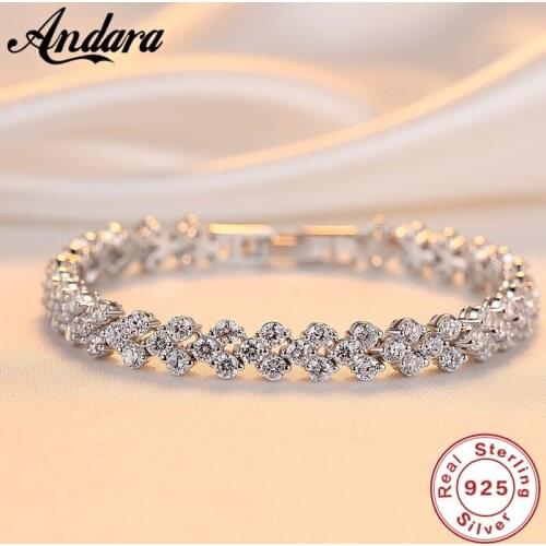 Crystals Bracelets Womens Fashion Bracelet Austrian Rhinestones Paved 100% 925 Sterling Sliver Bracelets For Girlfriend