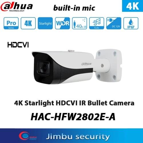 Dahua 8MP HDCVI Camera CCTV Camera 4K Starlight HDCVI IR Bullet Camera HAC-HFW2802E-A Max. IR length 40m, Smart IR