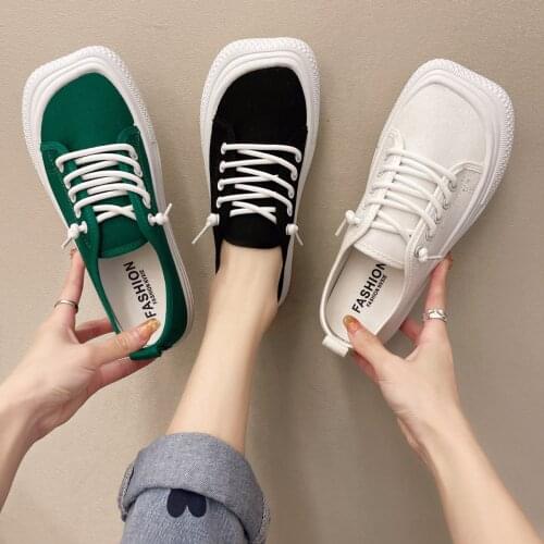 Korean Shoes Espadrilles For Women Casual Female Sneakers Square Toe Clogs Platform Flats Slip-on 2021 Summer Cross Creepers Ret