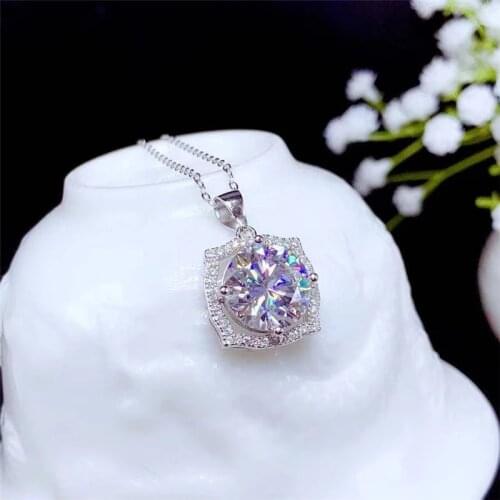 Inbeaut Classic 925 Silver Pass Diamond Test Excellent Cut 5 ct Sparkling D Color Moissanite Pendant Necklace Wedding Jewelry