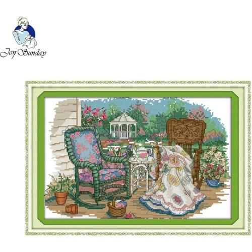 Joy Sunday The grandmother cane chair Cross Stitch cotton Needlework Counted Cross Stitch Kits For Embroidery Crafts Home Decor