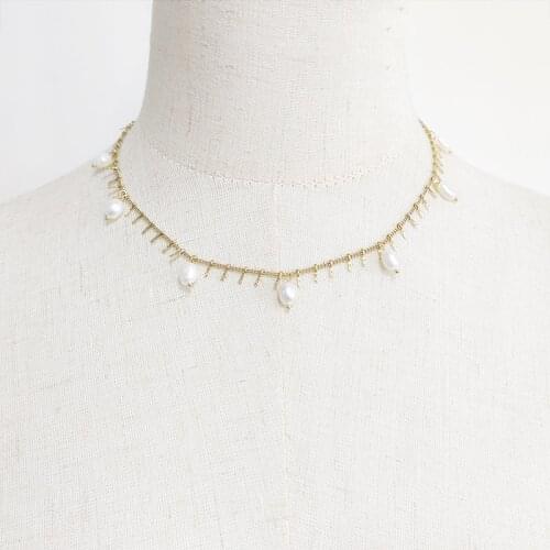 Creative Charm Pearl Pendant Necklace Punk Stainless Steel Water Drop Chain For Man Women Fashion Exquisite Clothing Accessories