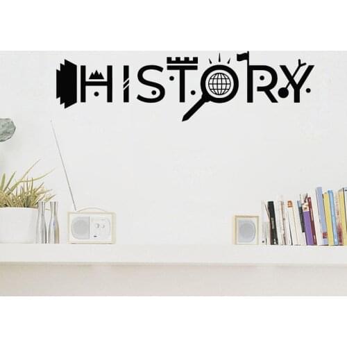 Creative Lettering History Wall Decal Study Teen Room Wall Stickers Classroom Decoration Living Room Bedroom Home Decor