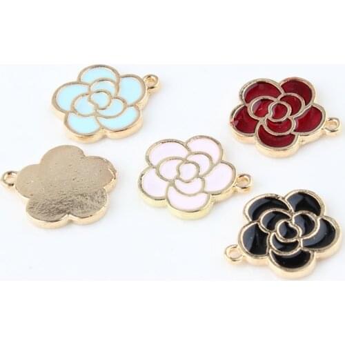 Hot 10 pcs/lot Fashion Charms Enamels Rose Pendant Making Hair Bracelet Necklace Jewelry Accessories DIY Crafts 2018 New