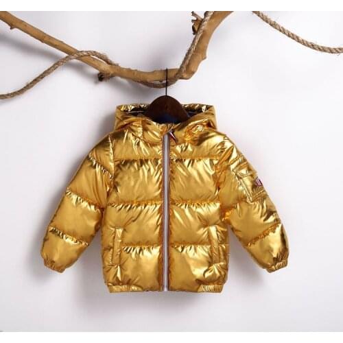 2019 Fashion Gold Hooded Jacket for Kids Girl Clothing Overcoat Winter Thick Cotton Coat Long Sleeve Children Girl Outerwear