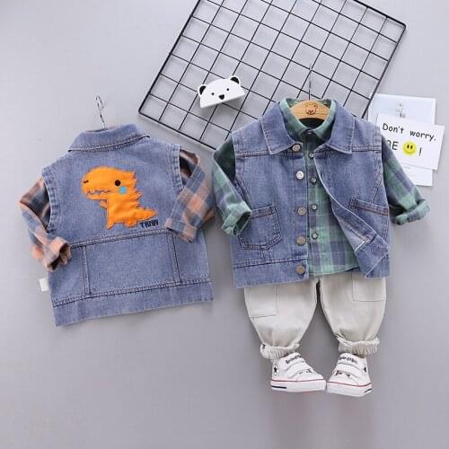 New leisure clothes baby suits boys spring autumn clothing infant children Cowboy vest Shirt pants infant cotton 3 pcs suit