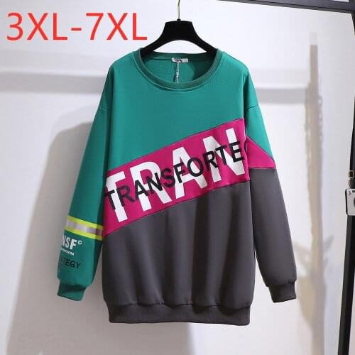 New Ladies Autumn Winter Plus Size Tops For Women Large Long Sleeve Loose Green Cotton Print Thick T-shirt 3XL 4XL 5XL 6XL 7XL