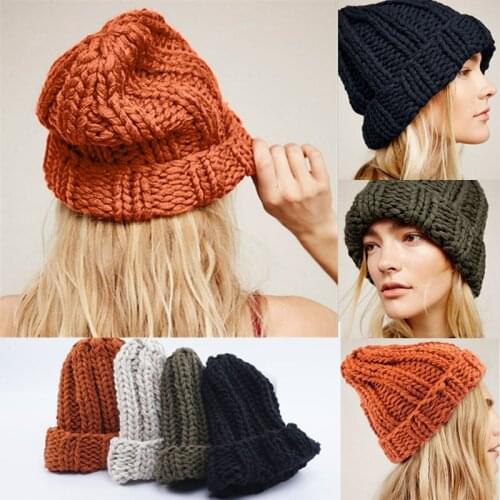 Newest Arrivals Fashion Hot Women Braided Crochet Wool Knit Beanie Beret Ski Ball Cap Baggy Winter Warm Hat