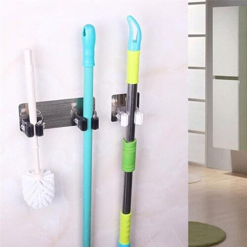 New High Quality Wall Mounted Mop Organizer Holder Hang Brush Broom Hanger Storage Rack Kitchen Tool two hanging hole