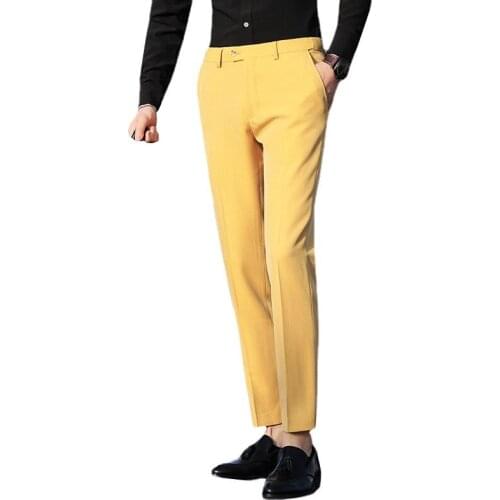 Pure Color Men Business Casual Suit Pants Size S M L XL XXL XXXL 4XL 5XL Slim Fit Mens Trousers