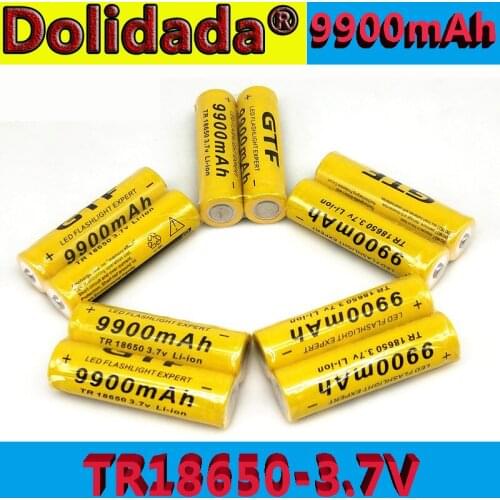 Original 18650 battery GTF 18650 Battery li-ion Battery 3.7V 9900mAh Rechargeable Battery for flashlight battery(Yellow)