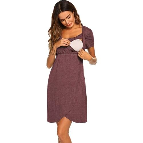 Maternity Dress New Summer Women Pregnant Solid Tunic Breastfeeding Fashion Casual Maternity Clothes Nursing Tops Vestidos D30