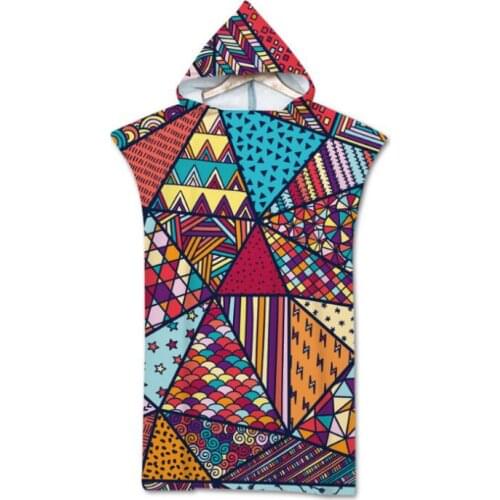 Microfiber Printed Hooded Beach Towel For Adults Quick Dry Swimming Pool Poncho Bath Towel With Cloak Bathrobe