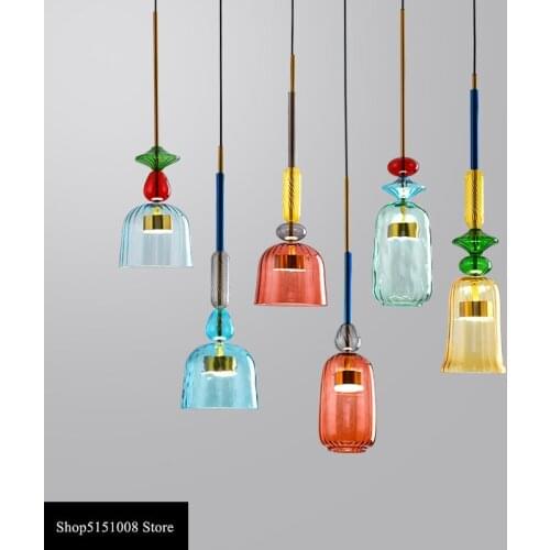 Nordic Color Candy Pendant Lights modern Living Room Bedroom Childrens Room Glass Hanging Lamps Luminaira Home Decor Fixtures