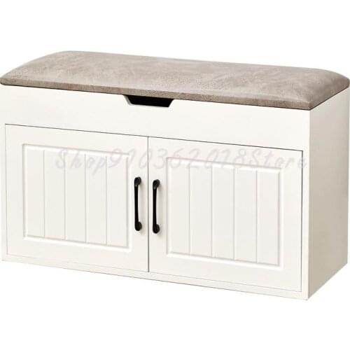 Simple And Modern Shoe Changing Stool With Solid Wood At The Door Of Household