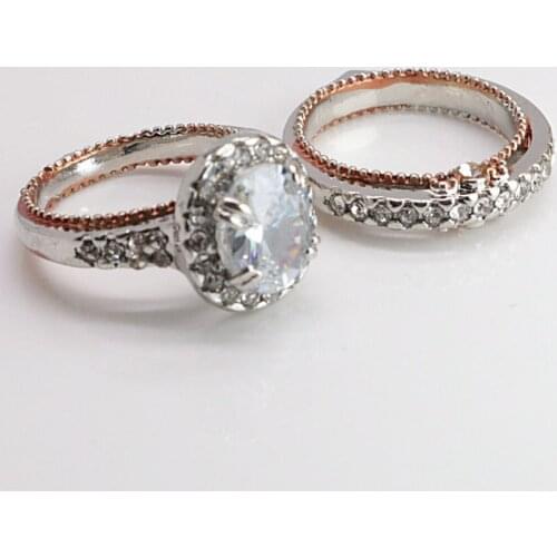 Luxury Bold Big Wedding Rings Set For Bridal Engagement Color Rhinestone Finger Ring For Bridal Women Finger Wholesale