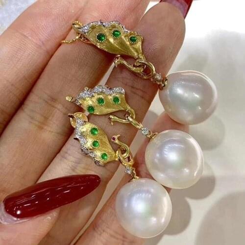 Peacock 925 Sterling Silver Pendant Earrings Mountings Findings Base Jewelry Set Mounts Settings Parts for Pearls Beads Crystal