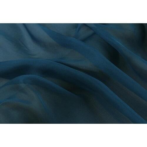 Howmay 100% pure silk fabric chiffon 5.5m/m 140cm 55" dark blue 26# color for scarf dress scarf decoration