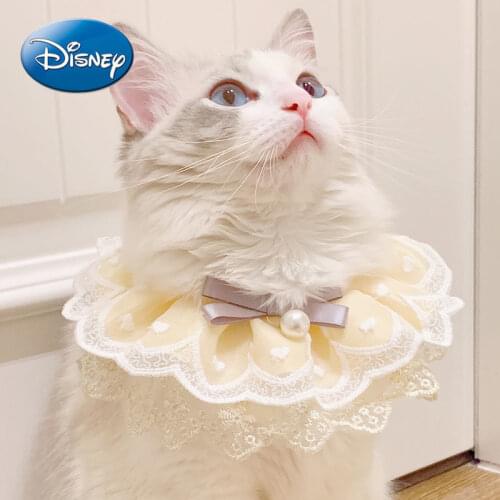 Disney Pet Bib Cat Lace Bib Dog Saliva Towel Cute Puppet Long-haired Cat Teddy Small Dog Medium-sized Dog Cat Accessories Pet