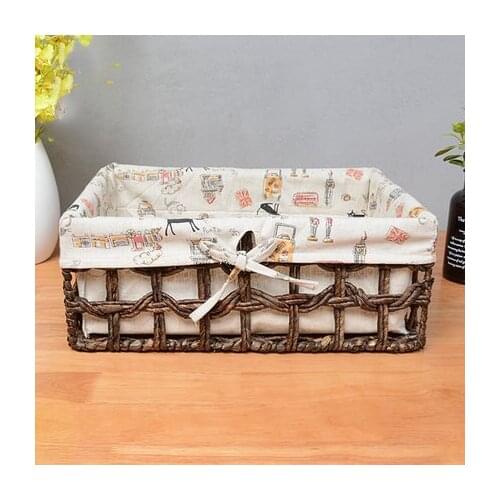 Straw Storage Basket Rattan Desktop Storage Basket Corn Leather Hand-Woven Cloth Storage Box