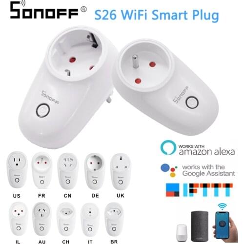 Sonoff S26 WiFi Smart Plug Socket US/UK/EU Wireless Plug Power Sockets Smart Home Switch Work With Alexa Google Assistant IFTTT