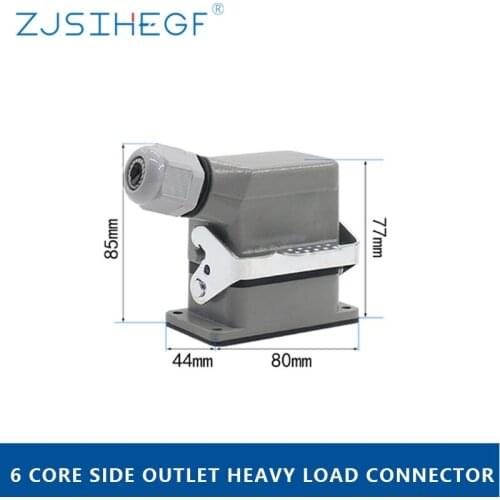 Heavy-Duty Connector Rectangular Hdc-He-6 Core Industrial Waterproof Aviation Plug 16A Top And Side