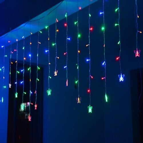 1.5x0.5m LED String Christmas Fairy Lights Butterfly Guirlande Lumineuse Guirlande LED Curtain Lights Wedding Party Decoration