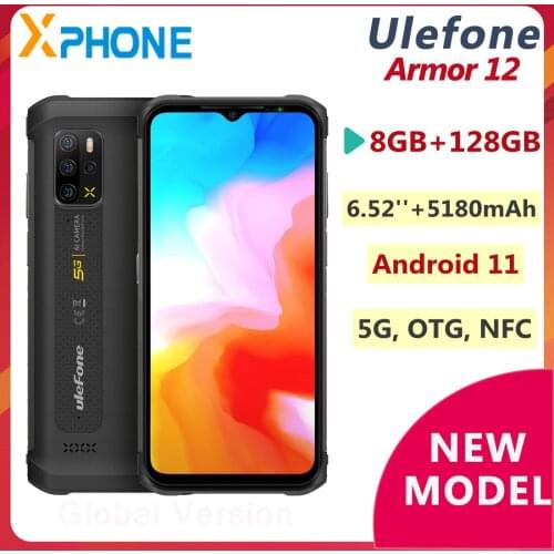 Ulefone Armor 12 5G Rugged Phone 8GB 128GB 6.52'' Android 11 Support Wireless Charging OTG NFC Octa Core Smartphone