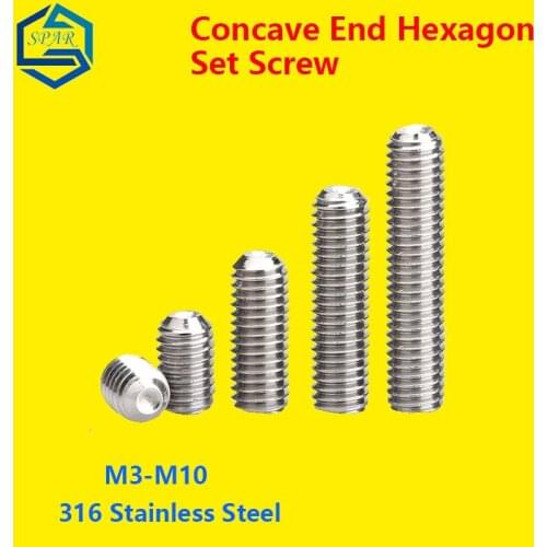 Hex Socket Set Screws Grub Screw Concave Set Screw hexagon Socket Screw Internal Hex Drive Cup-Point Set Screws GB