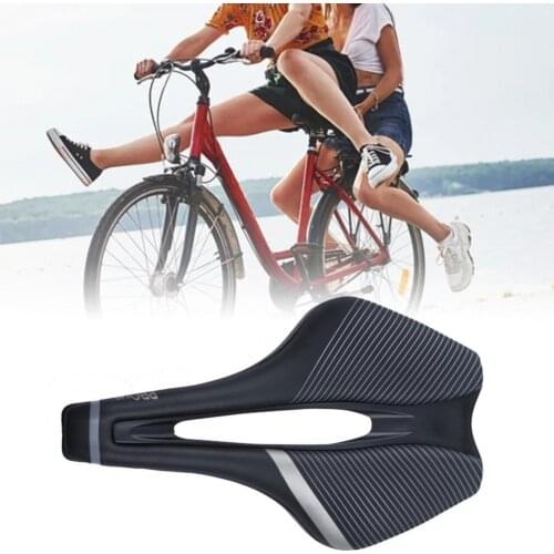 Stripe printed bicycle saddle with good padded bicycle seat ergonomic hollow artificial leather mountain bike seat bicycle parts