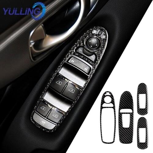 High Quality Carbon Fiber Windows Control Panel Interior Window Lifting Panel Button Cover Trim For Infiniti Q50 2014-2019
